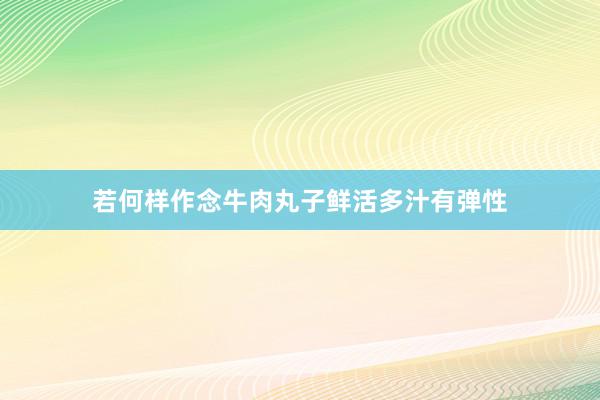 若何样作念牛肉丸子鲜活多汁有弹性